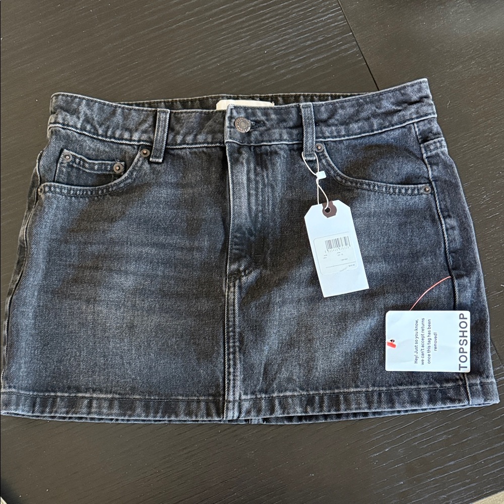 Topshop Charcoal Denim Skirt